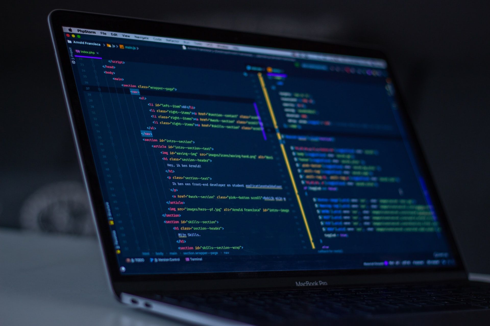 A Laptop screen with a programming language IDE